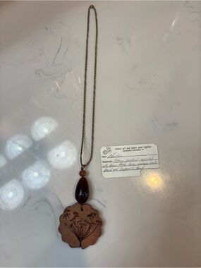 Handcrafted Brown Botanical Pendant Necklace - Unbranded